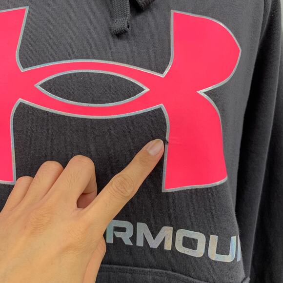 Under Armour Sweatshirt Womens 1X Plus Rival Fleece Loose Iridescent Logo Hoodie - Picture 3 of 14